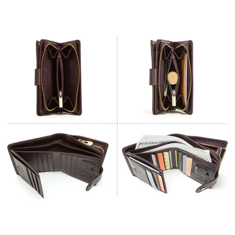 AlliLux RFID Short Zipper Clutch Wallet