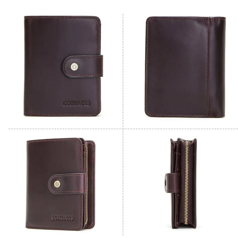 AlliLux RFID Short Zipper Clutch Wallet