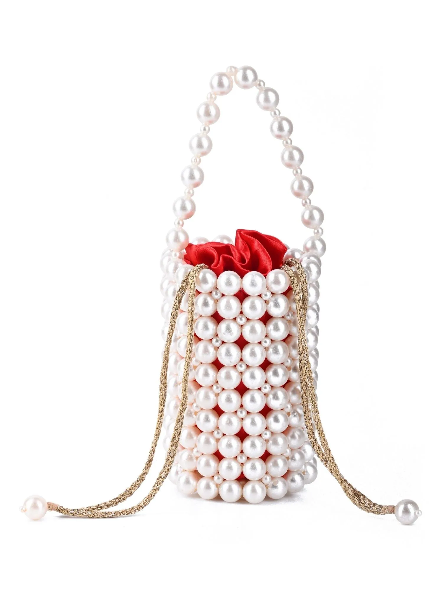 Avana White Pearl Handcrafted Mini Bucket Bag