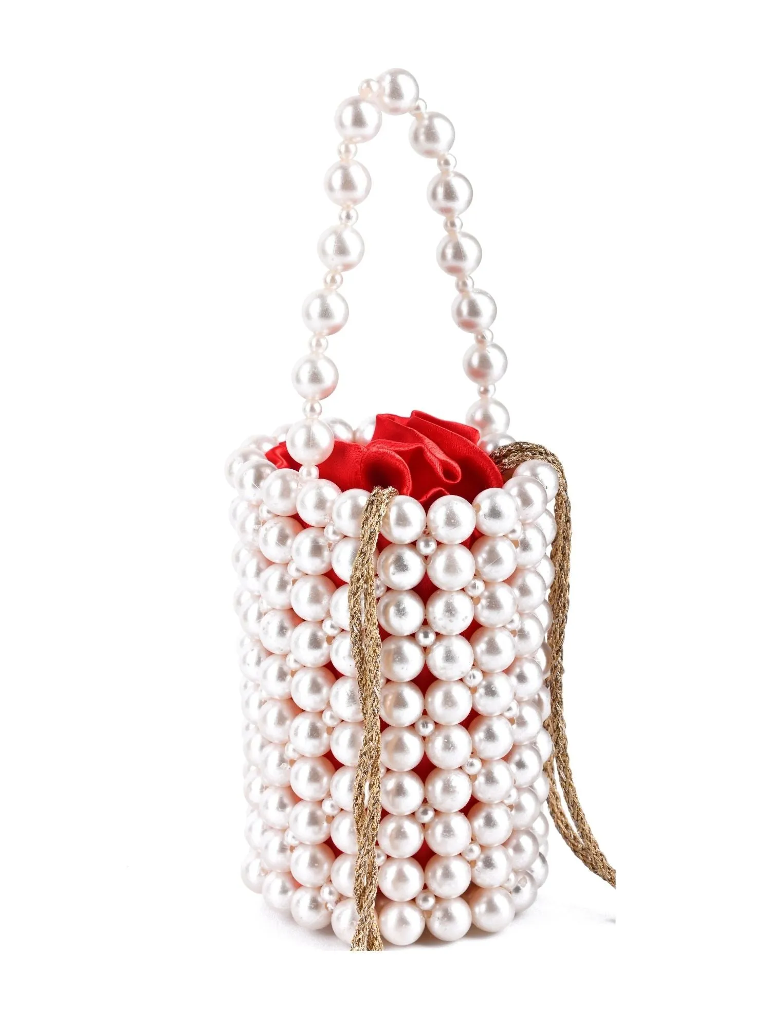 Avana White Pearl Handcrafted Mini Bucket Bag