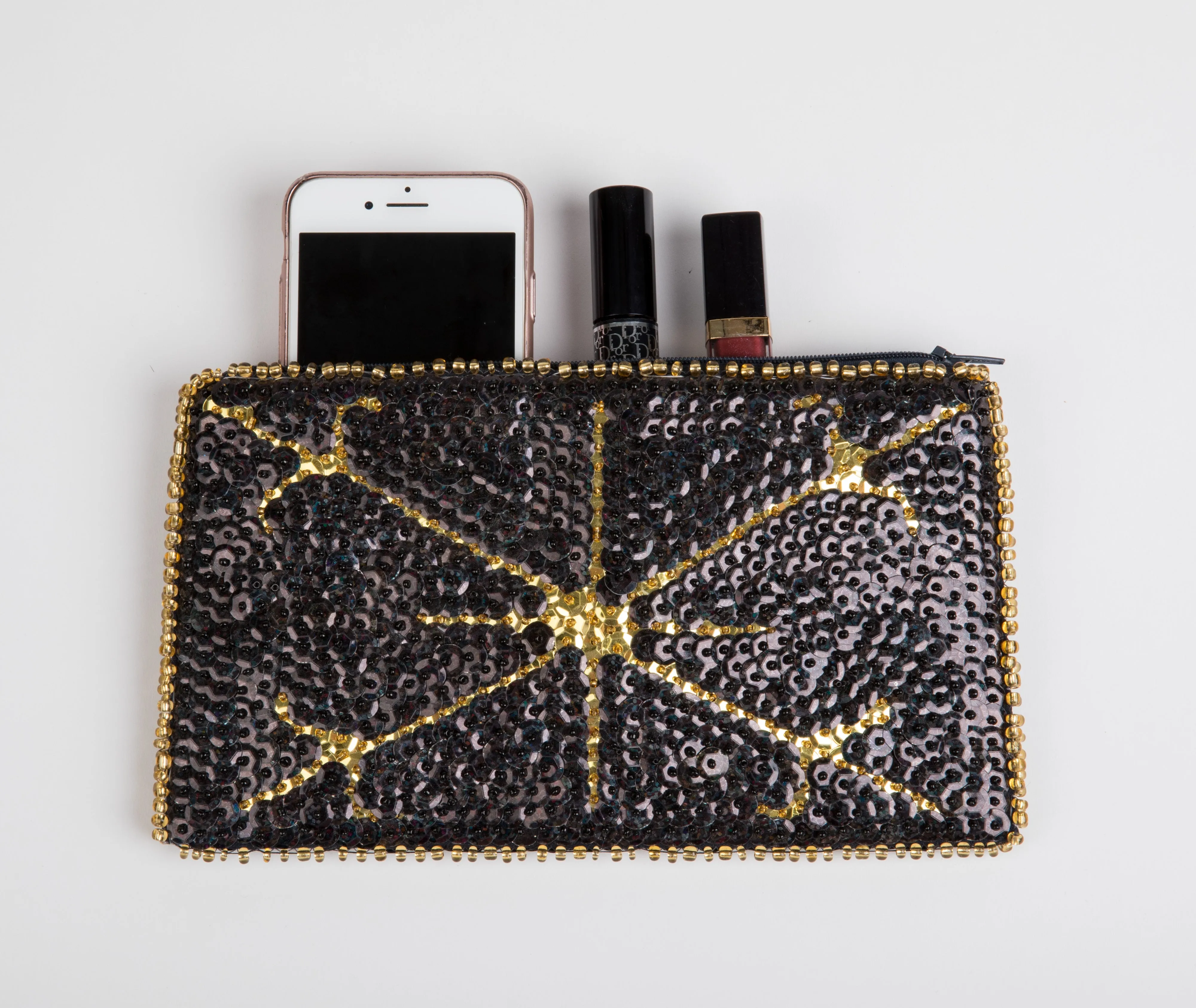 Ayizan Haitian Beaded Clutch - Black, Gold