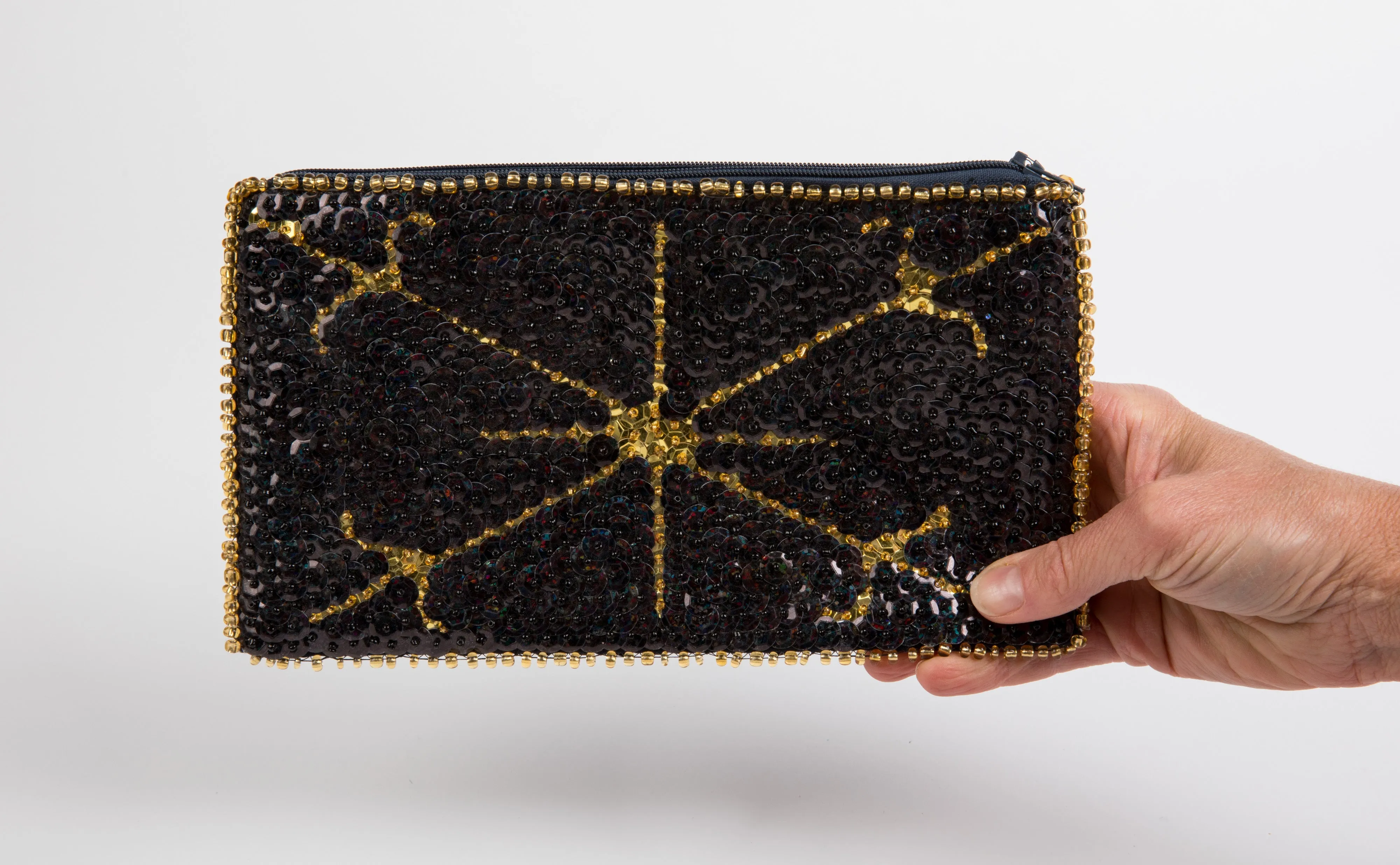 Ayizan Haitian Beaded Clutch - Black, Gold