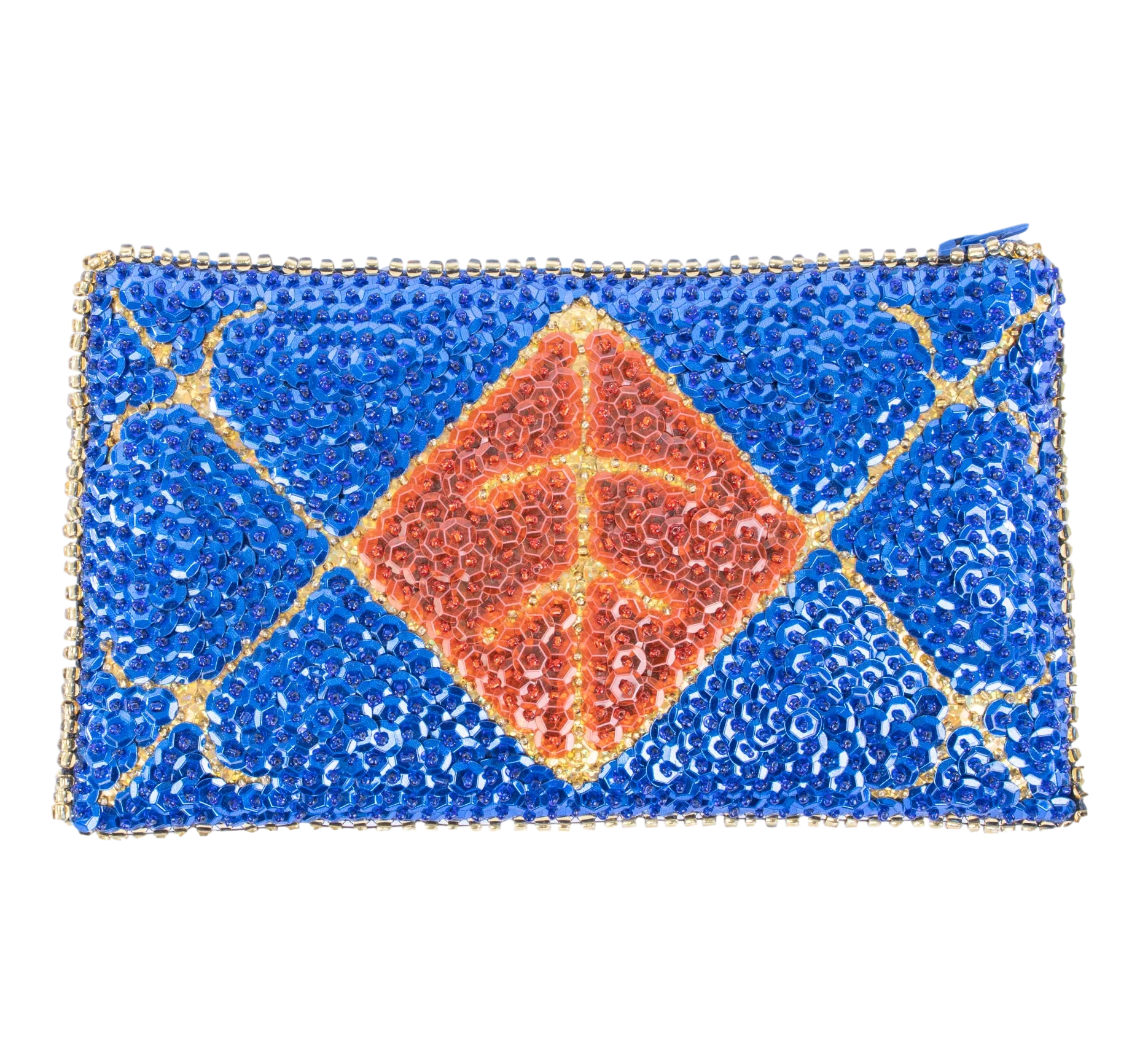 Ayizan Haitian Beaded Clutch- Royal Blue, Red, Gold