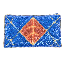 Ayizan Haitian Beaded Clutch- Royal Blue, Red, Gold