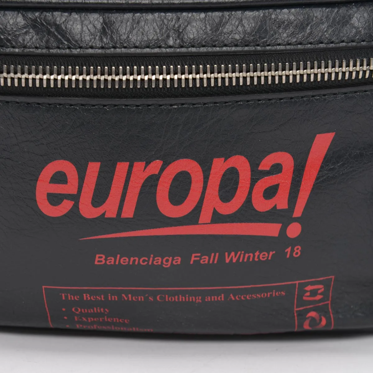 Balenciaga Black Distressed Calfskin Europa Belt Bag