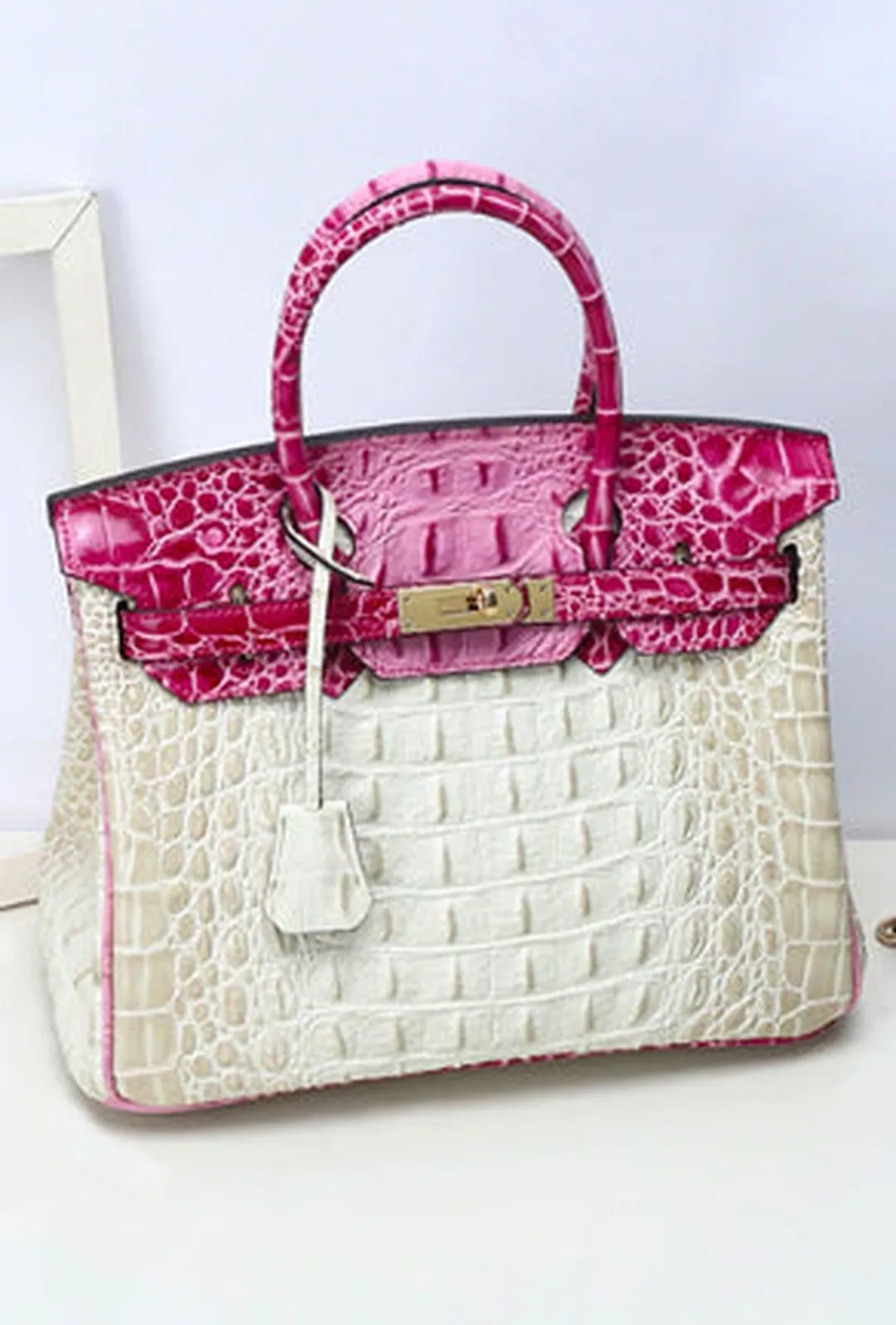 BECCA - BI-COLOR CROC KELLY BAG