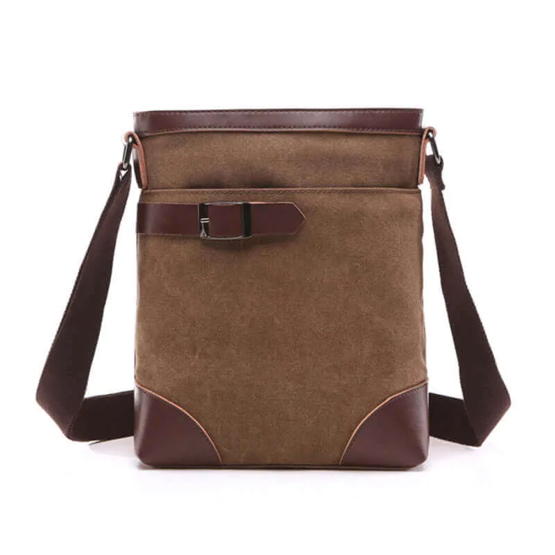 Canvas Crossbody Bag with Leather Trim