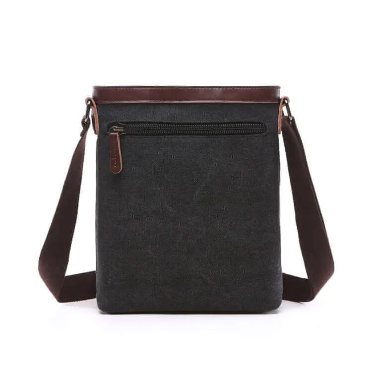 Canvas Crossbody Bag with Leather Trim