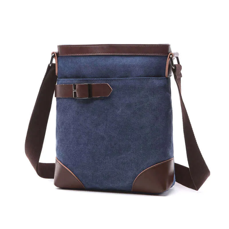 Canvas Crossbody Bag with Leather Trim