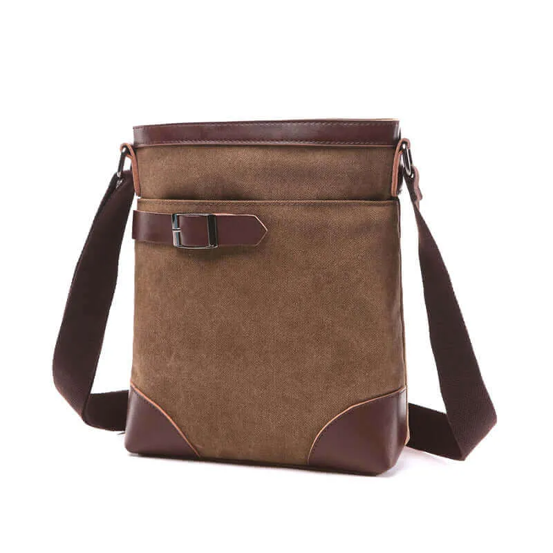 Canvas Crossbody Bag with Leather Trim