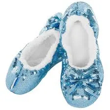 Classic Baby Blue Sequin Slippers  LADIES SIZES