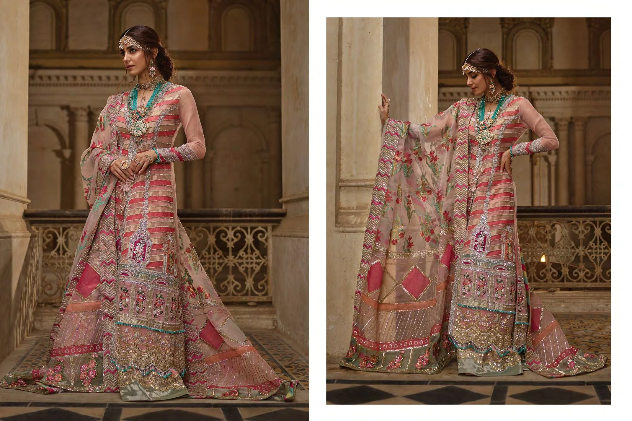 Crimson Luxe by Saira Shakira – Wedding Collection 2019 – D1-B Chata Patti - Sun Kissed Coral