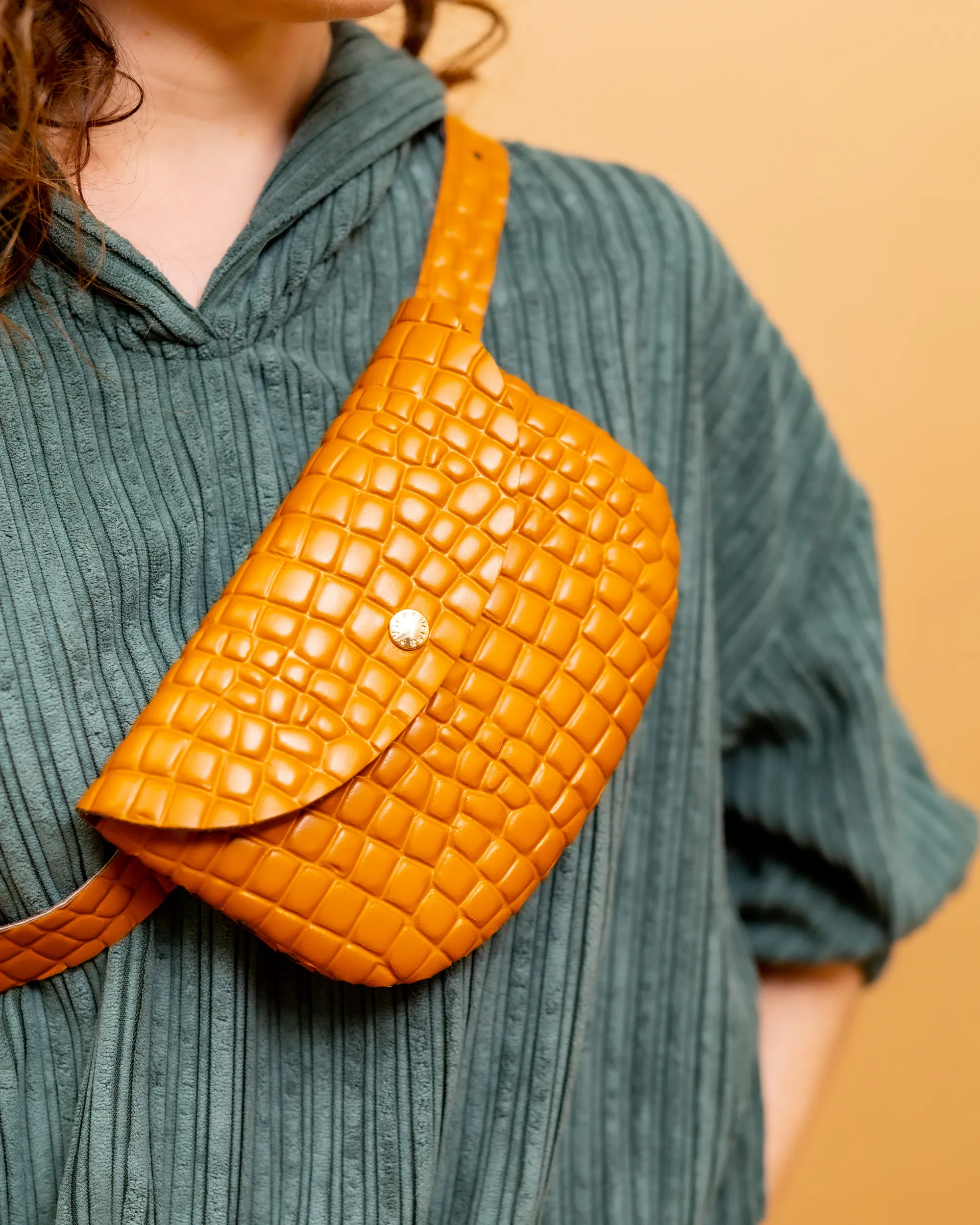 Croc Belt Bag | Camel