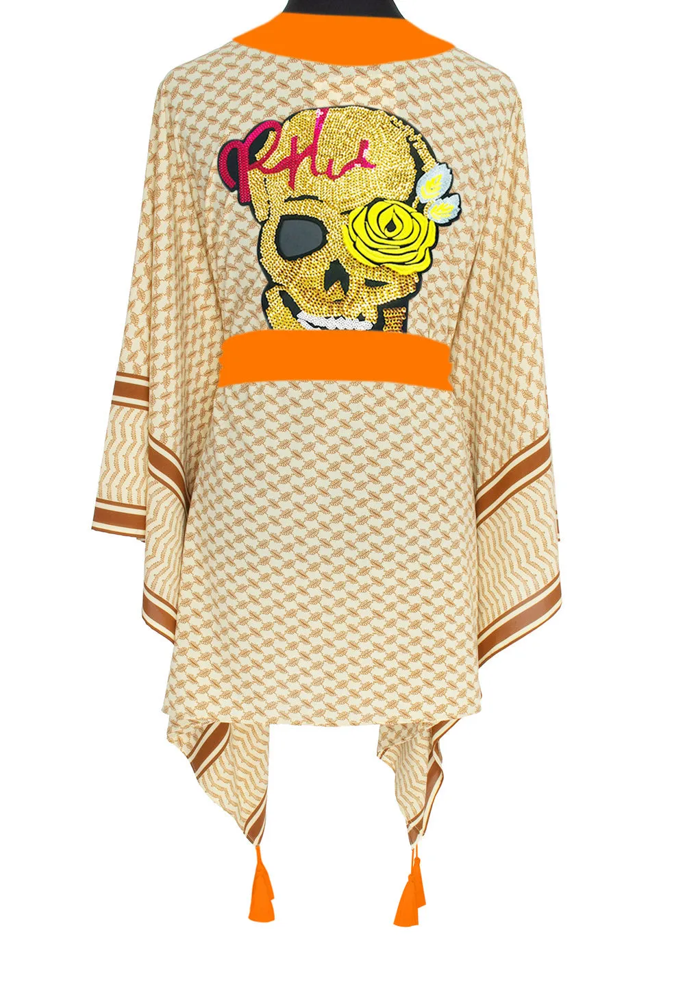 Desert - Sand Kimono Skull (Neon Orange)