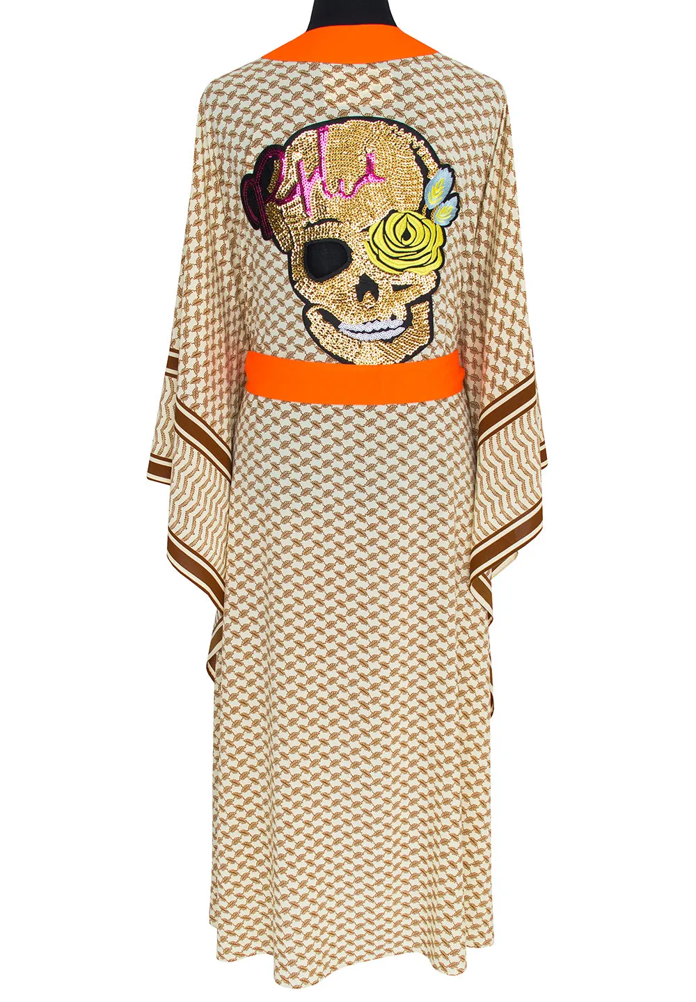 Desert - Sand Kimono Skull (Neon Orange)