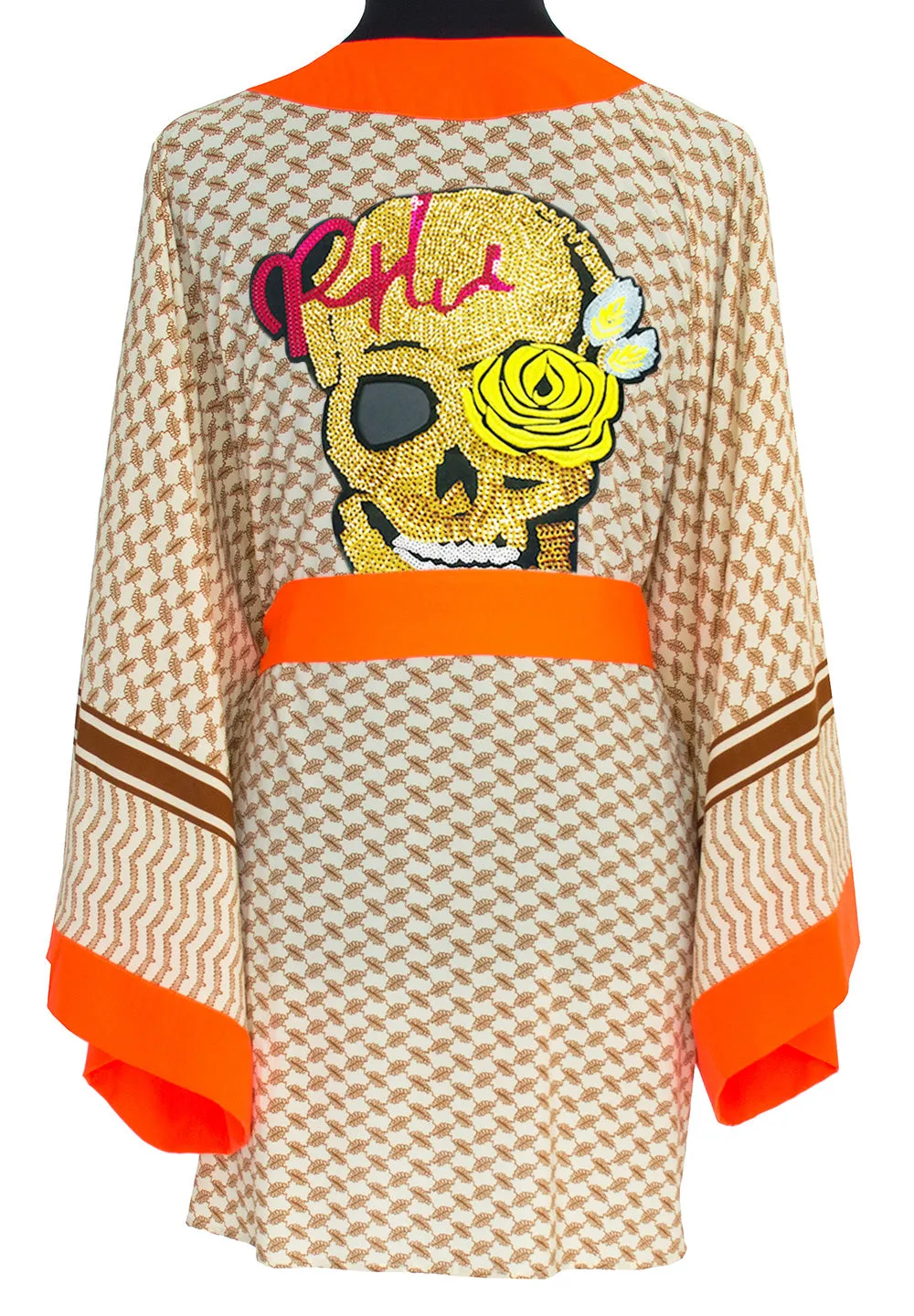 Desert - Sand Kimono Skull (Neon Orange)