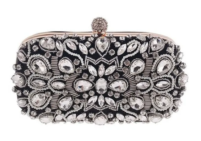 Diamond Rhinestone Beaded Wedding Clutch Purse Luxury Handbag