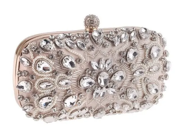 Diamond Rhinestone Beaded Wedding Clutch Purse Luxury Handbag