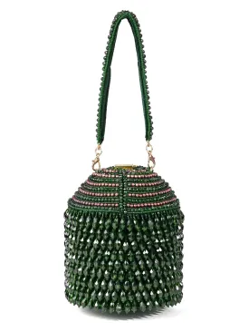 Diana Green Suede Embellished Bucket Bag