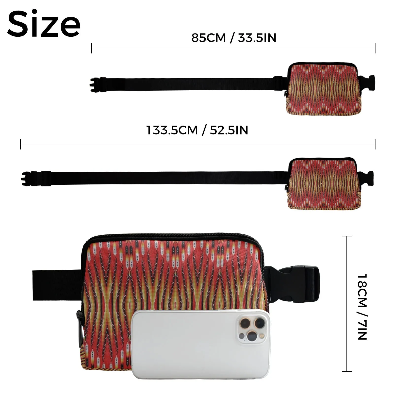 Fire Feather Red Belt Bag