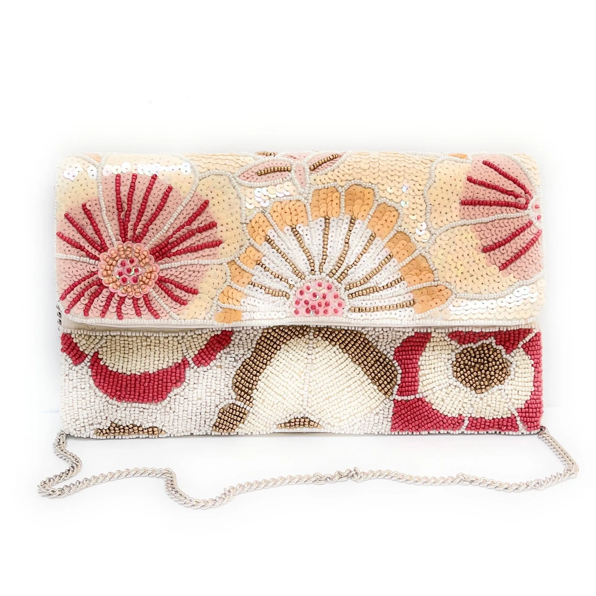 Flowers Beaded Clutch Purse