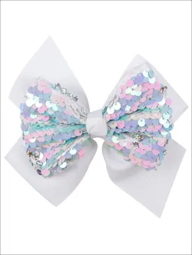 Girls 5" Sequined Bow Hair Clip (8 Color Options)