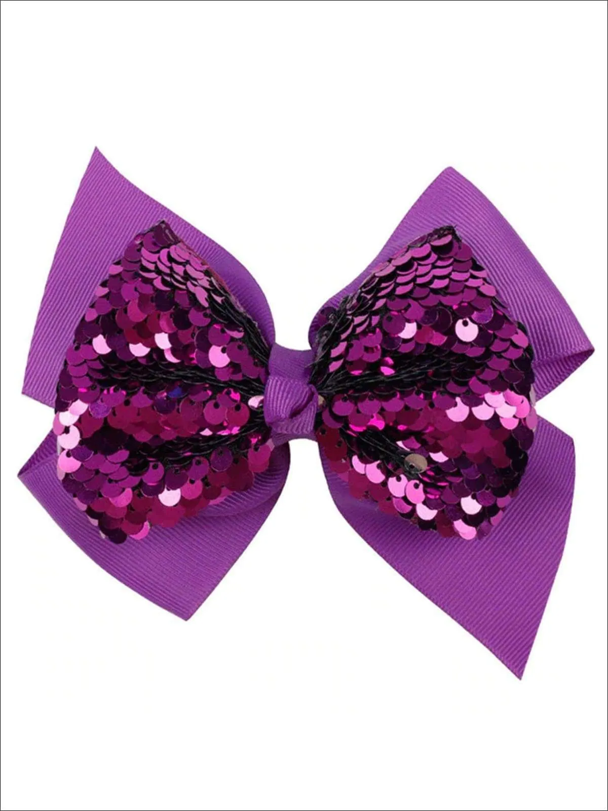 Girls 5" Sequined Bow Hair Clip (8 Color Options)