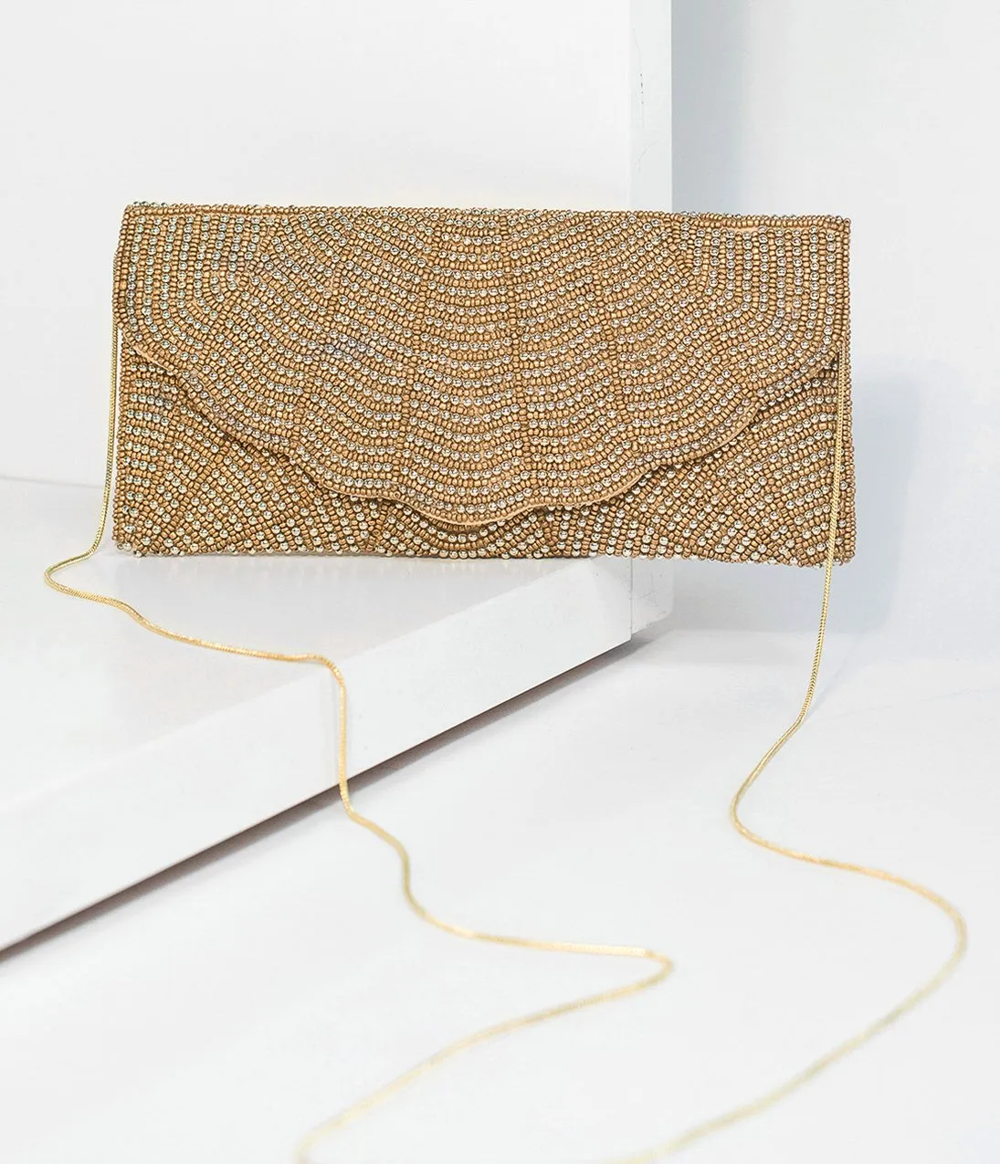 Gold & Silver Beaded Envelope Clutch