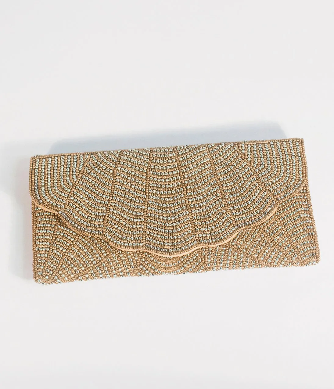 Gold & Silver Beaded Envelope Clutch