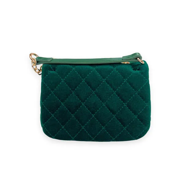 Green Colorful Gems Velvet Quilted Purse