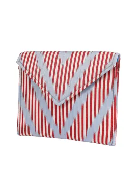 Hyannis Silk Ikat Envelope Clutch - Red, White, French Blue - Small