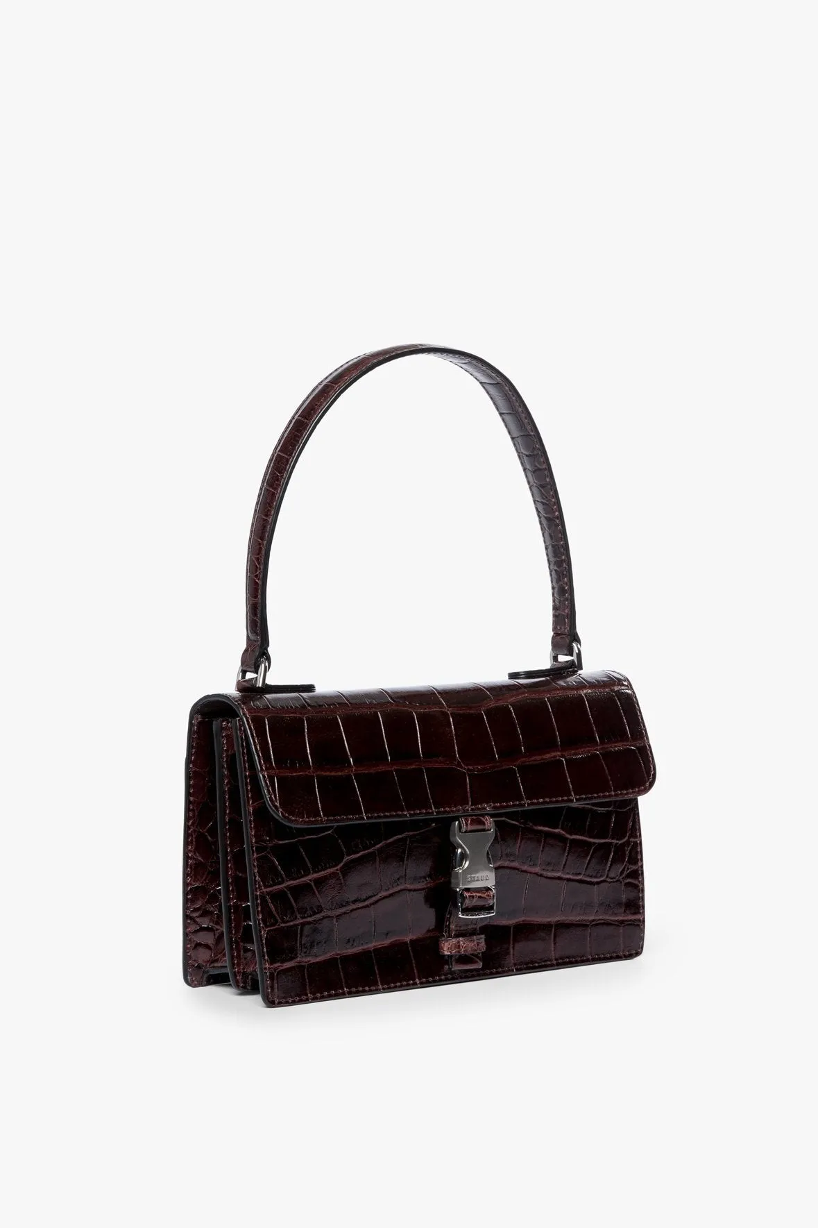 JACKIE BUCKLE BAG | MAHOGANY CROC EMBOSSED