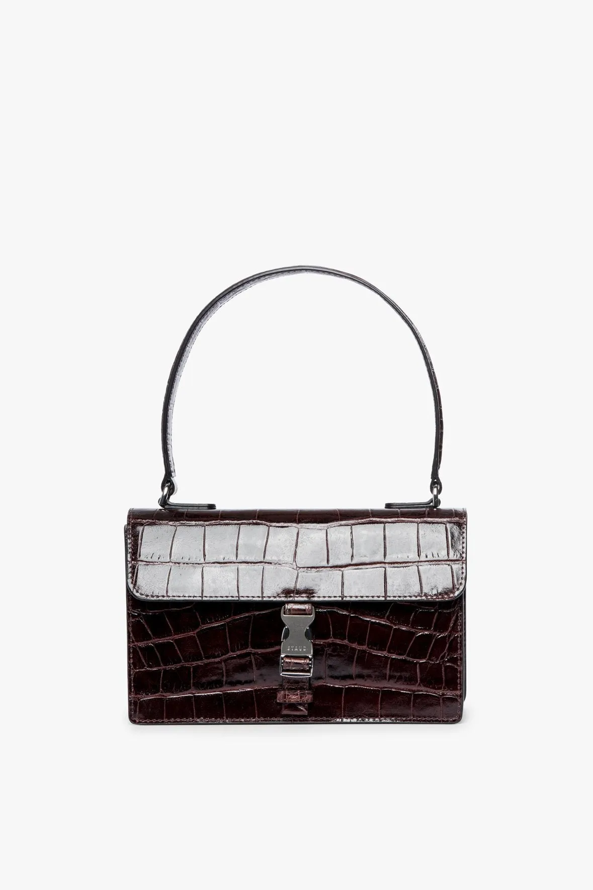 JACKIE BUCKLE BAG | MAHOGANY CROC EMBOSSED