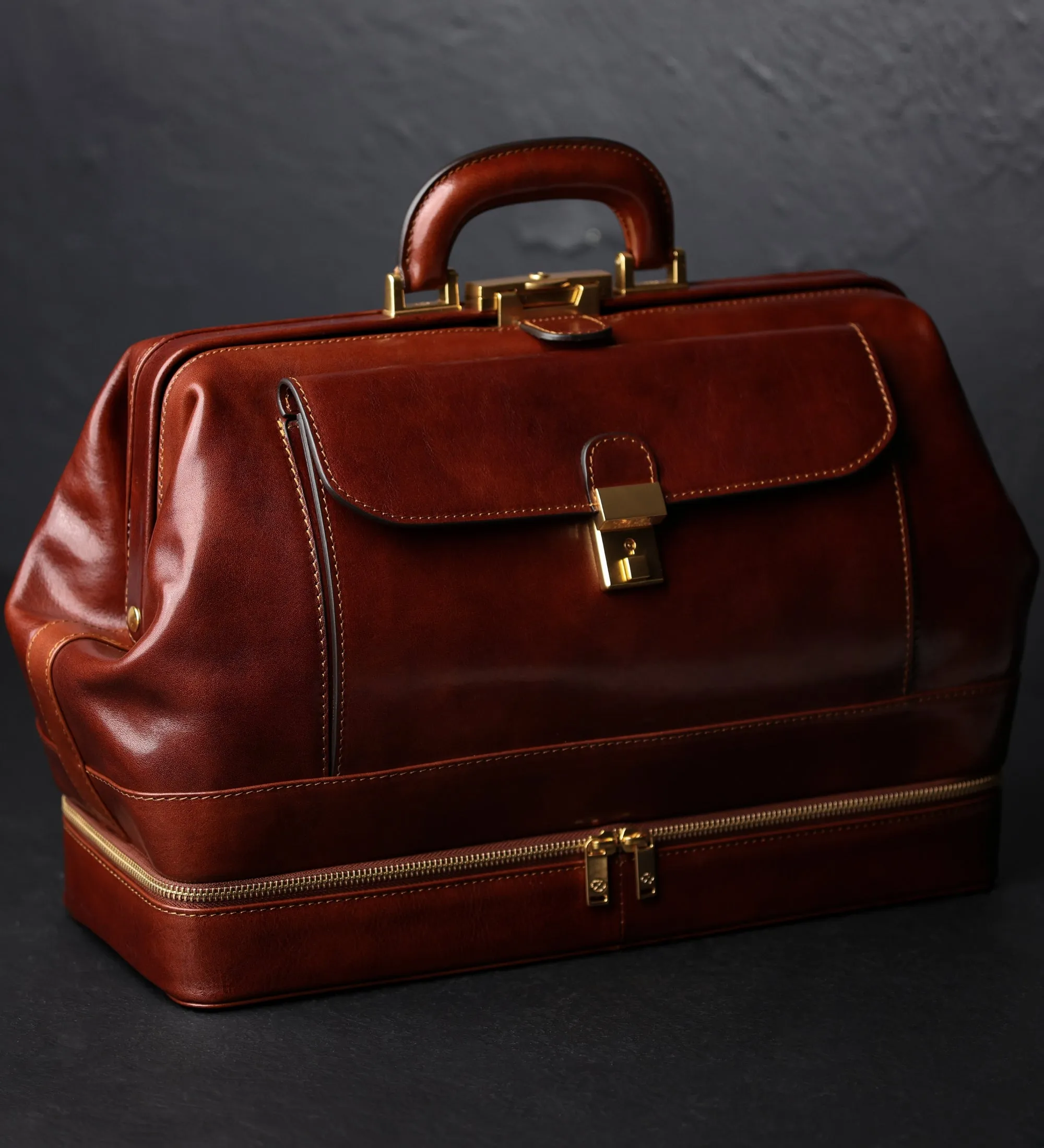 Large Italian Leather Doctor Bag - The Master and Margarita