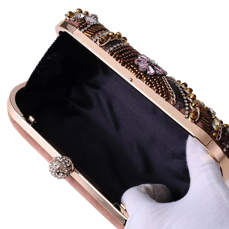 Luxy Moon Crystal Evening Bags for Wedding Party Flower Rhinestone Clutch Purses