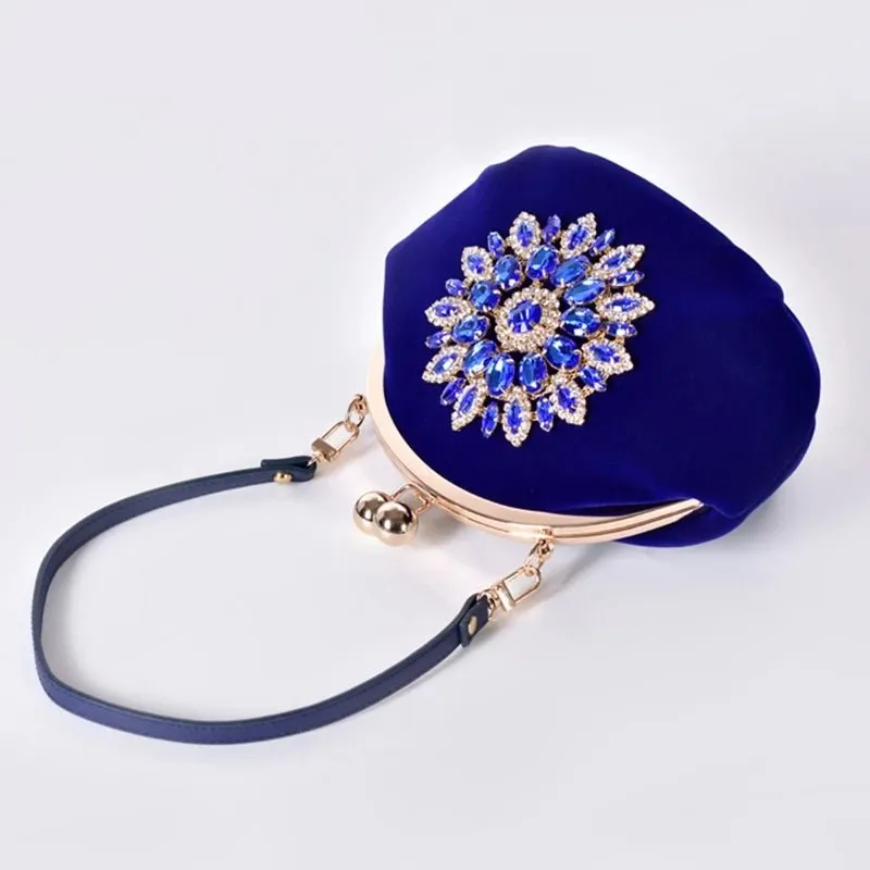 Luxy Moon Diamond Flower Velvet Clutch Purse