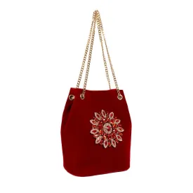 Luxy Moon Large Velvet Diamond Floral Evening Bag