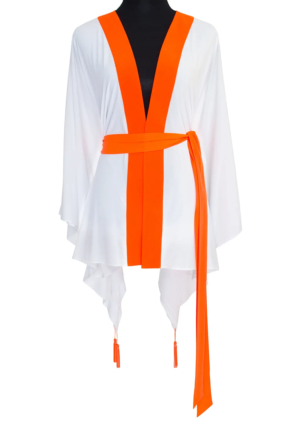 Monochrome - White Kimono Evil Eye (Neon Orange)