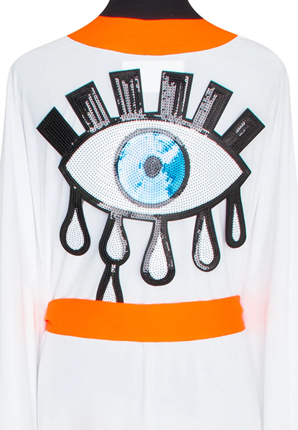 Monochrome - White Kimono Evil Eye (Neon Orange)