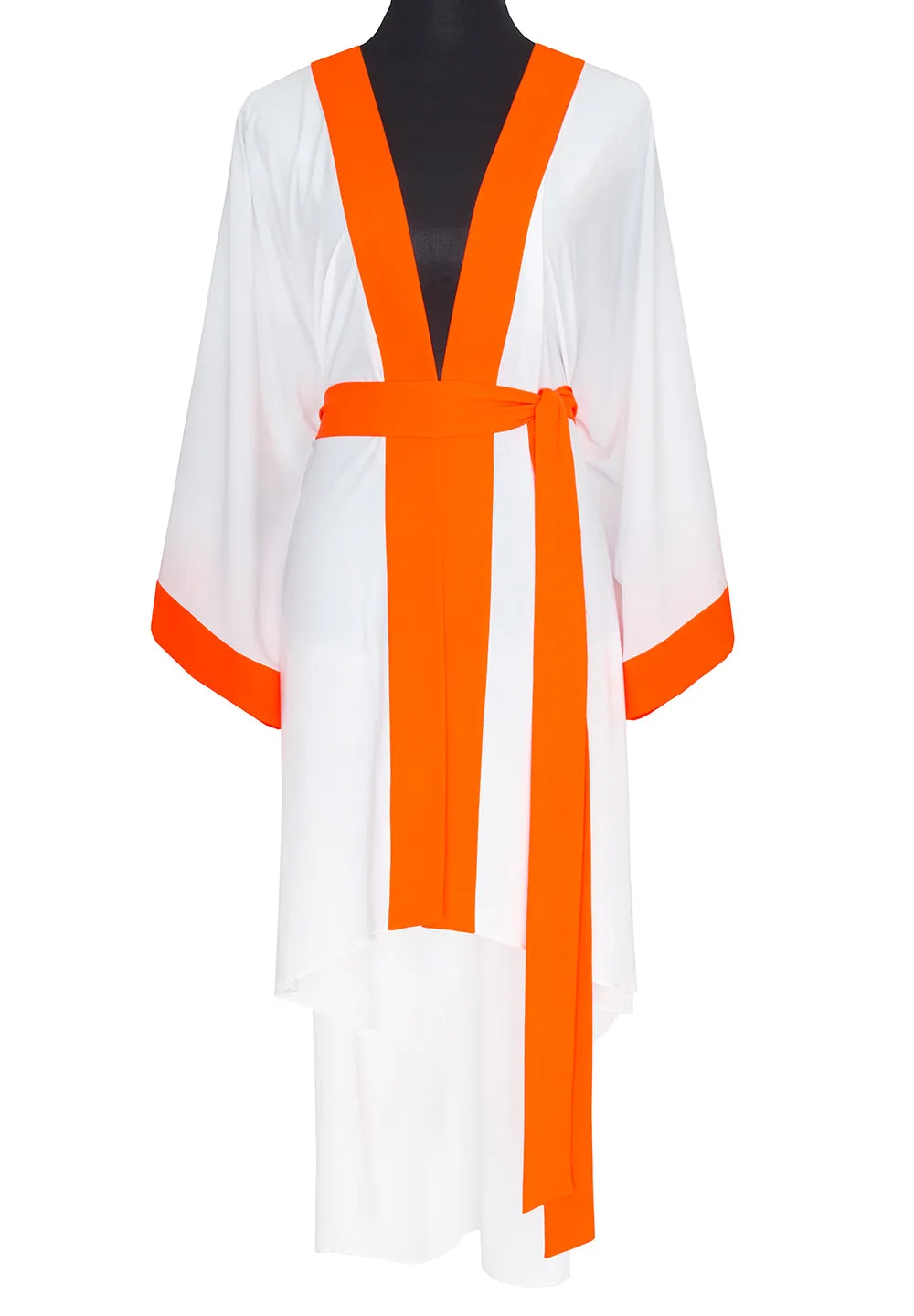 Monochrome - White Kimono Evil Eye (Neon Orange)