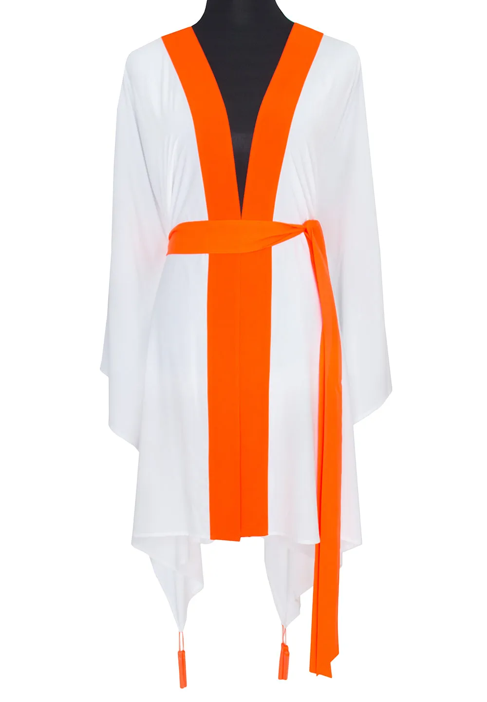 Monochrome - White Kimono Evil Eye (Neon Orange)