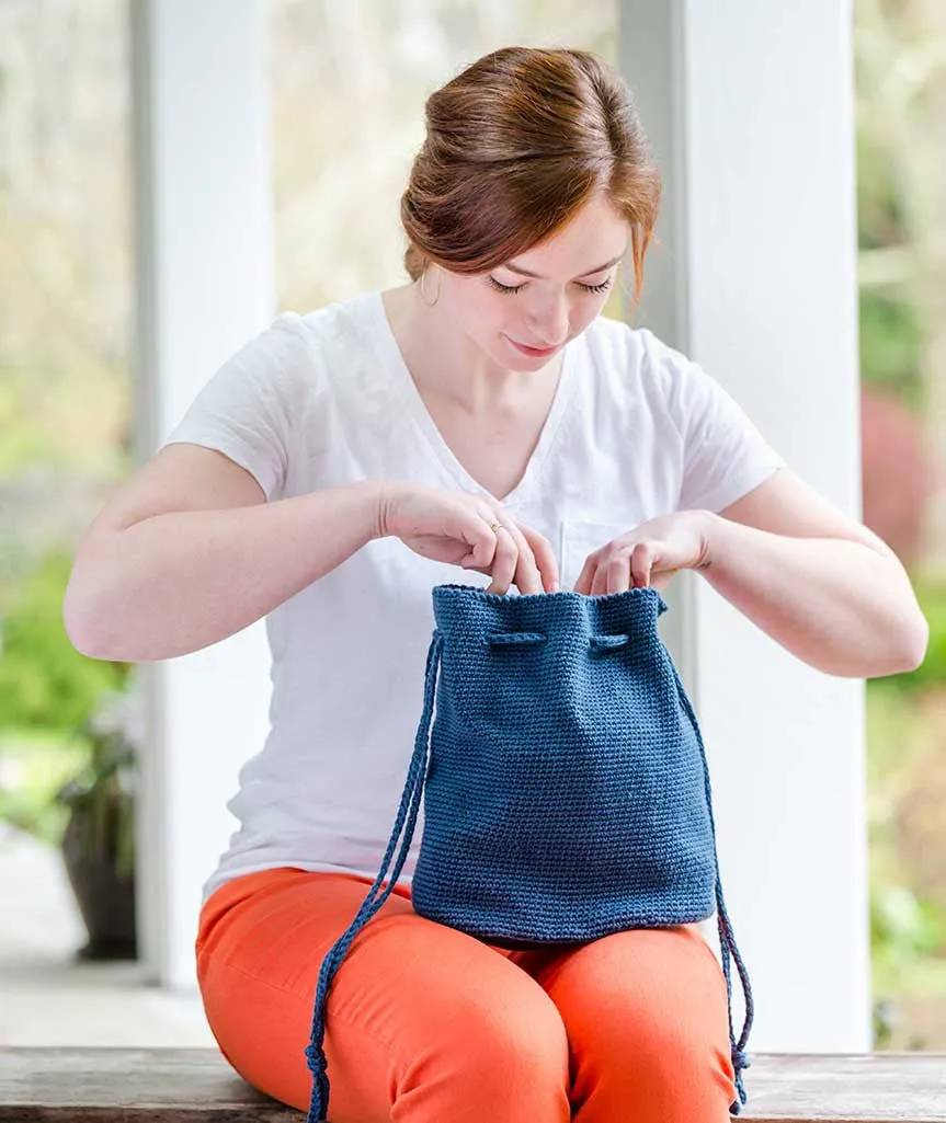 Oval Crocheted Bucket Bag Using Rowan Handknit Cotton