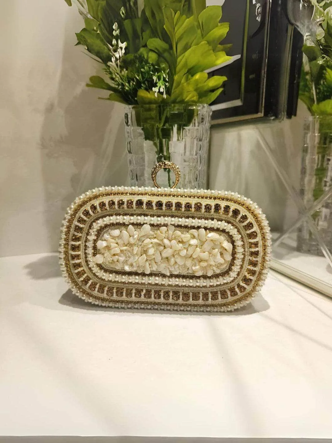 Royal Pearl Beaded Clutch