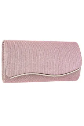 Shimmery Detail Metal Wave Accent Evening Clutch Bag