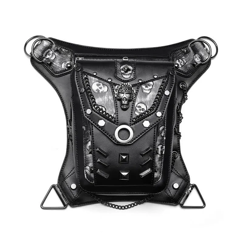 Skull Studs Decoration Steampunk Chain Waist Leg Bag