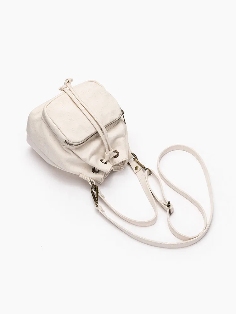 Small Cotton Canvas Bucket Bag Canvas Crossbody Bucket Bag