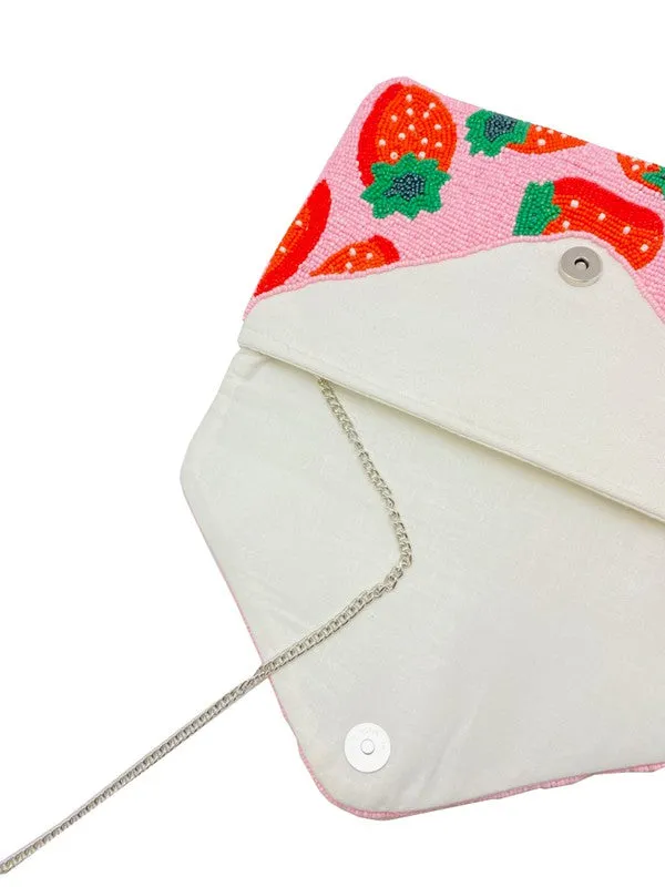 Strawberry Handmade Beaded Clutch