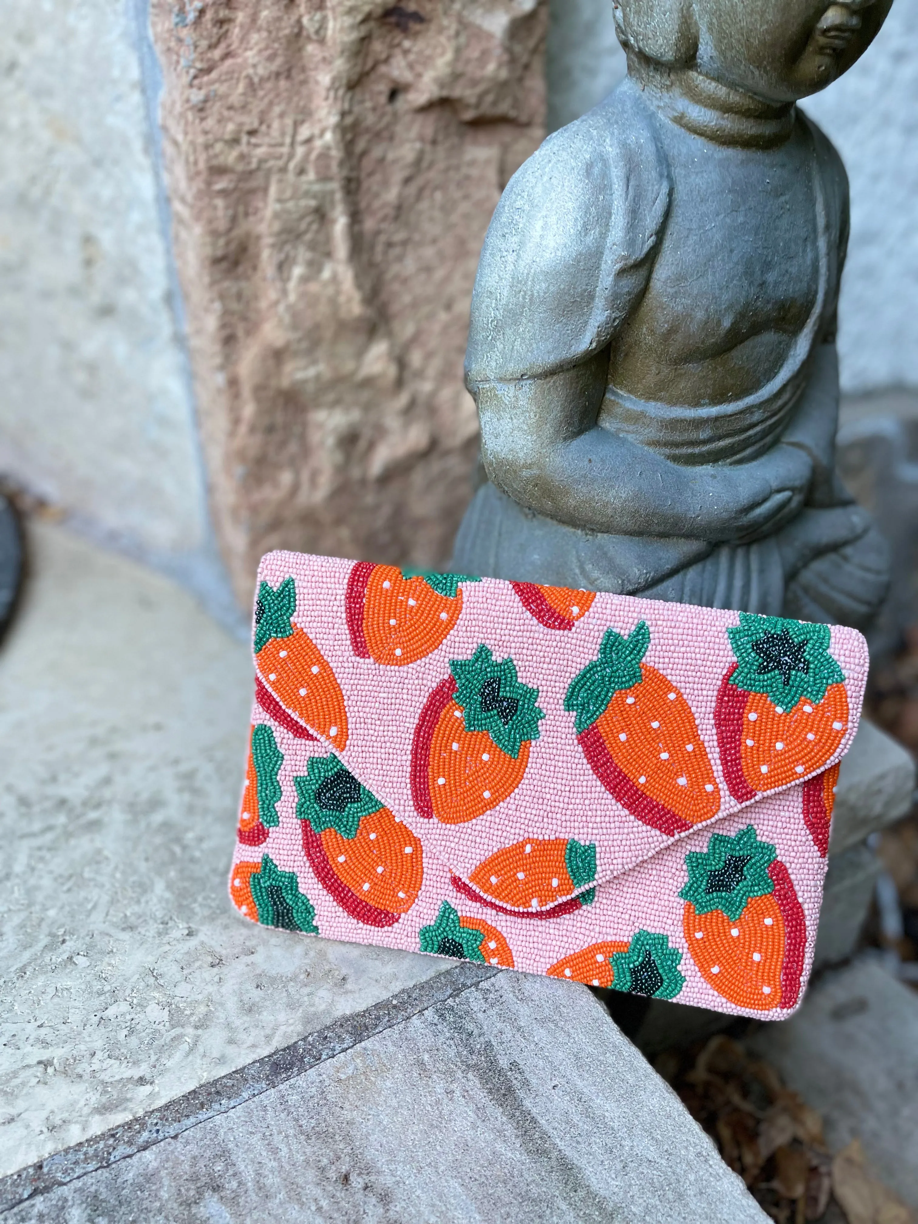 Strawberry Handmade Beaded Clutch