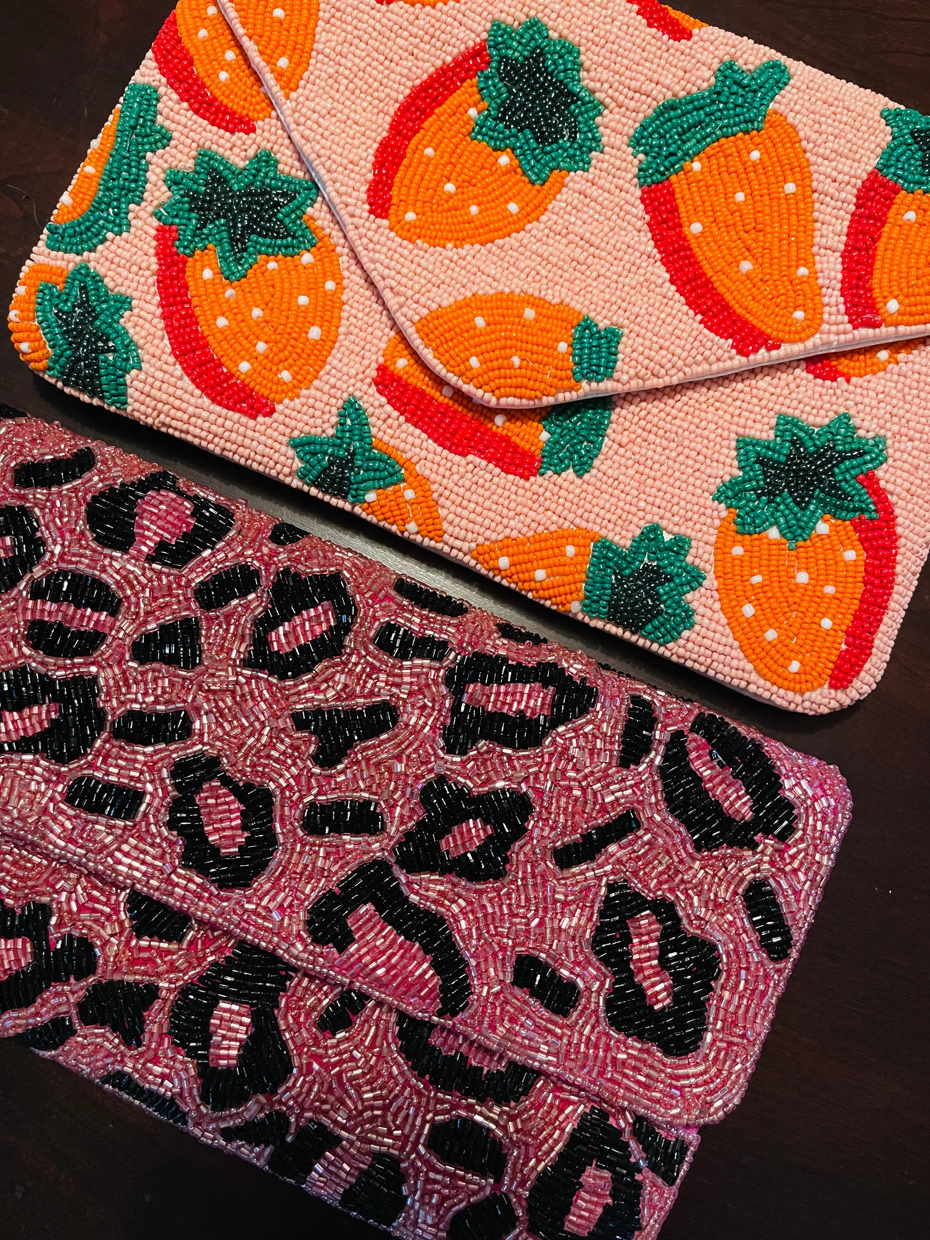 Strawberry Handmade Beaded Clutch