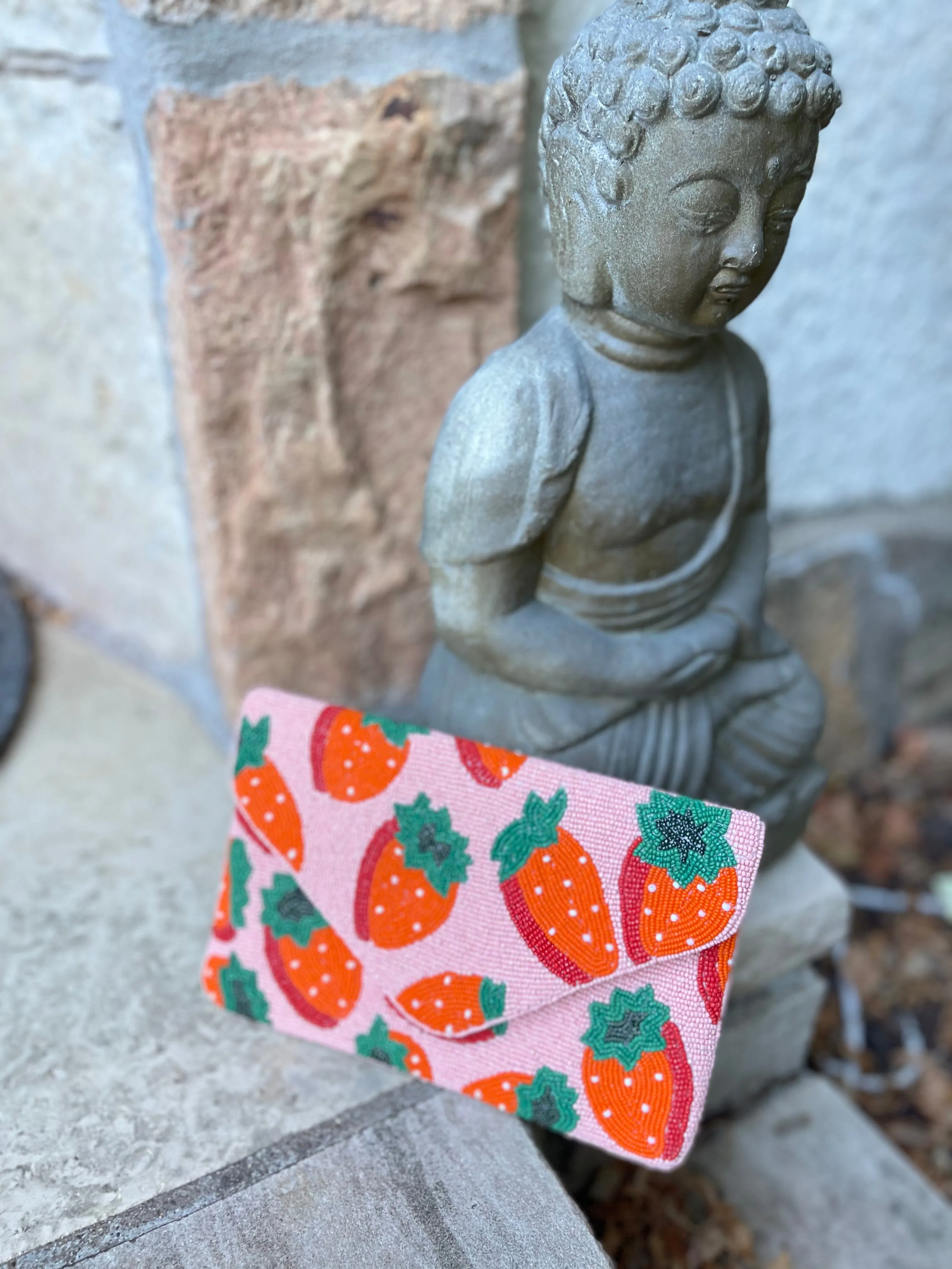 Strawberry Handmade Beaded Clutch